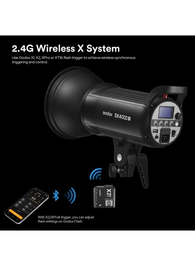 جودوكس طقم استوديو Godox SK400II‑V المزدوج – وحدتان فلاش 400 Ws، وحدة تحكم لاسلكية XT‑16، softbox، مظلات، وحقيبة نقل - Image 5