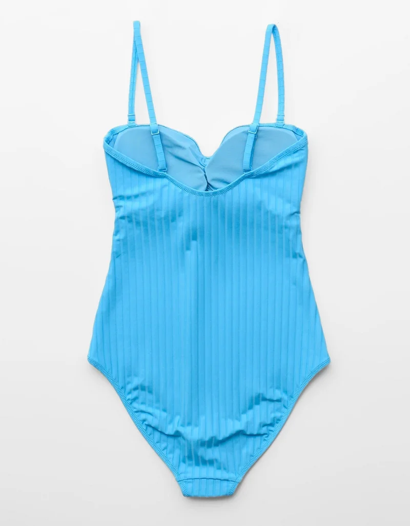 Aerie  Aerie Ruched Bandeau Cheeky One Piece Swimsuit for Women | Best Price UAE