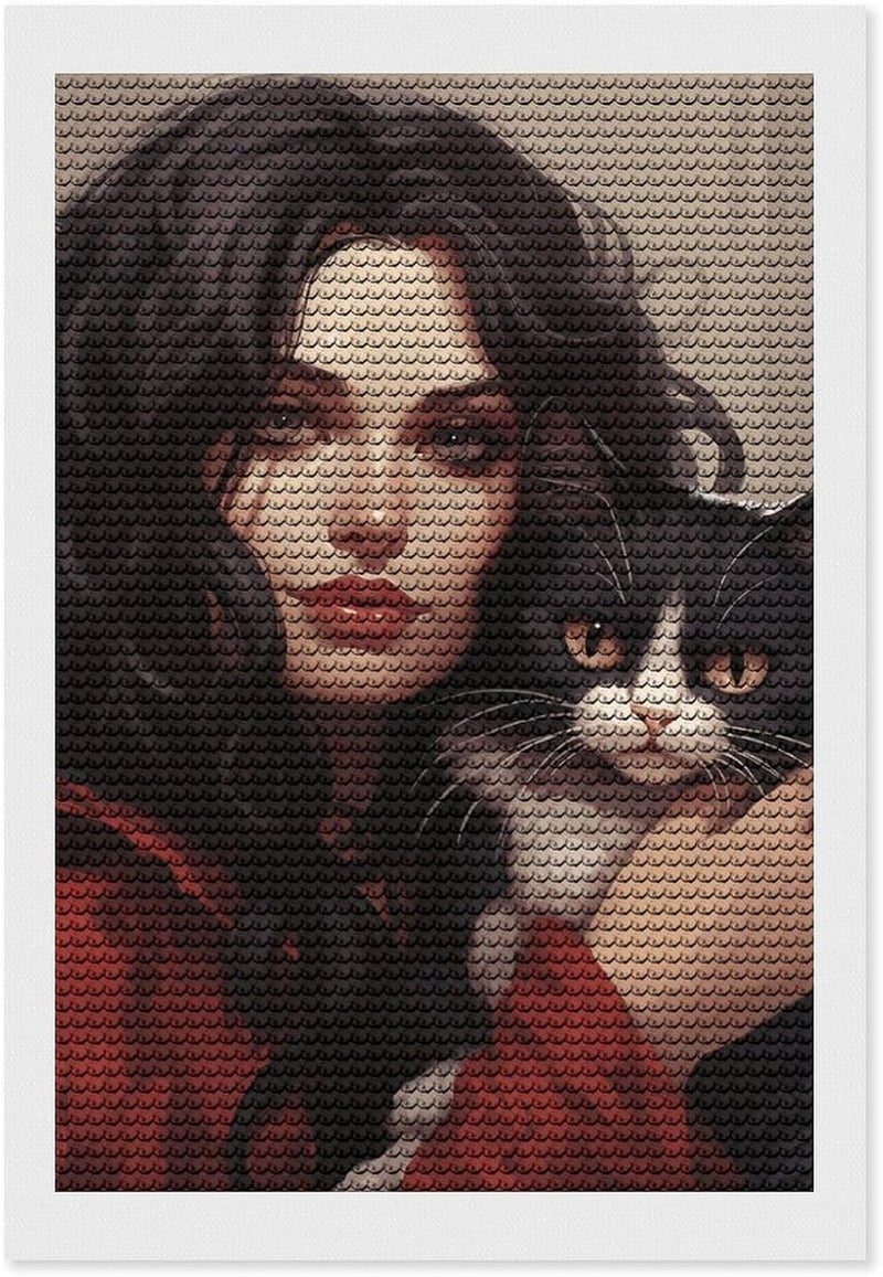 رلدوبوفي طقم رسم الماس امرأة تحمل قطة للكبار رسم ماسي 5D دائري طقم فن الماسي كامل الحفر نقاط الماس للمبتدئين طقم صور فنية حرف يدوية DIY ديكور منزلي جدار 8"x12" - Image 1