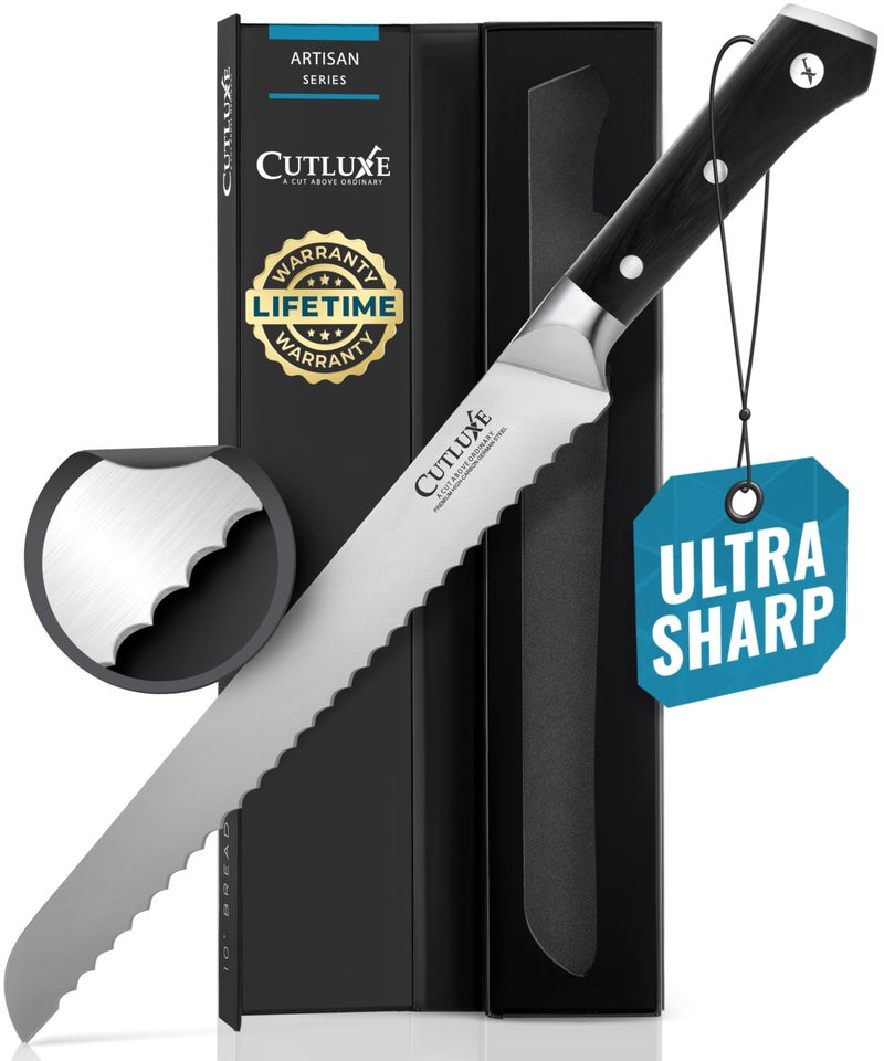 Cutluxe Bread Knife – 10" Serrated Knife for Homemade, Sourdough Bread – Forged High Carbon German Steel – Full Tang & Razor Sharp – Ergonomic Handle Design – Artisan Series - Image 1