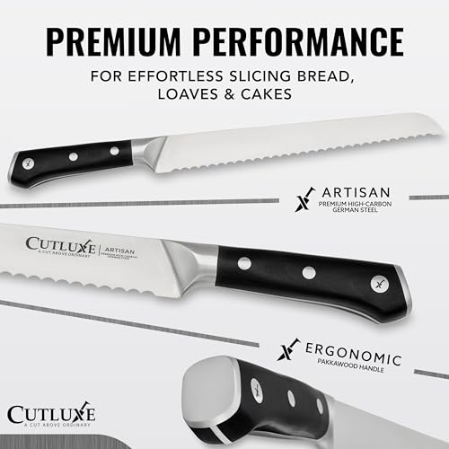 Cutluxe Bread Knife – 10" Serrated Knife for Homemade, Sourdough Bread – Forged High Carbon German Steel – Full Tang & Razor Sharp – Ergonomic Handle Design – Artisan Series - Image 2