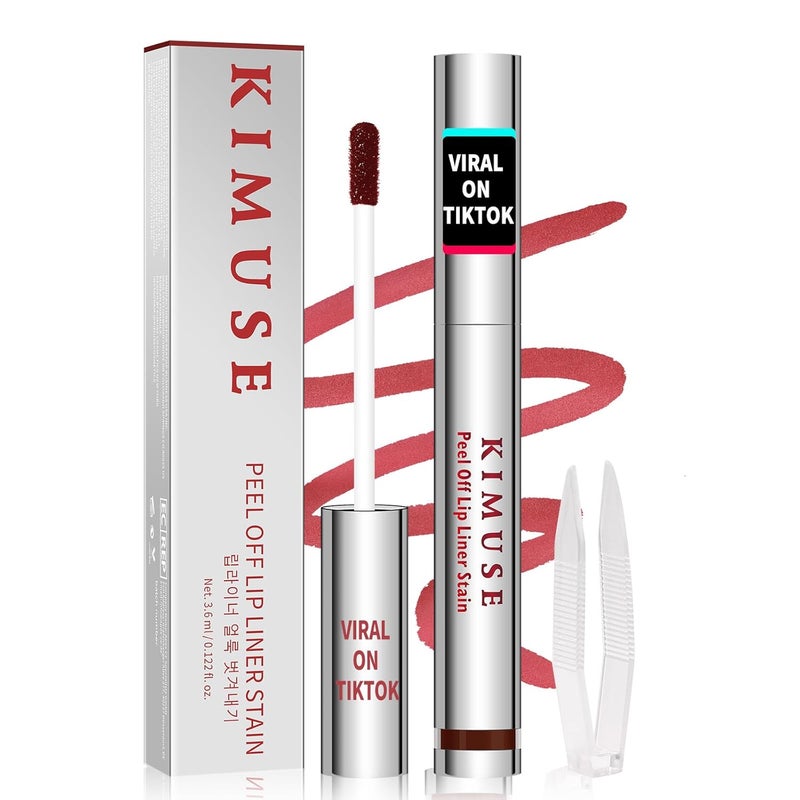 KIMUSE KIMUSE Peel Off Lip Stain, Long Lasting Lip Stain Peel Off with Tweezer, Waterproof Lip Liner Stain, Transfer-Proof, Highly Pigmented Color, Matte Finish 