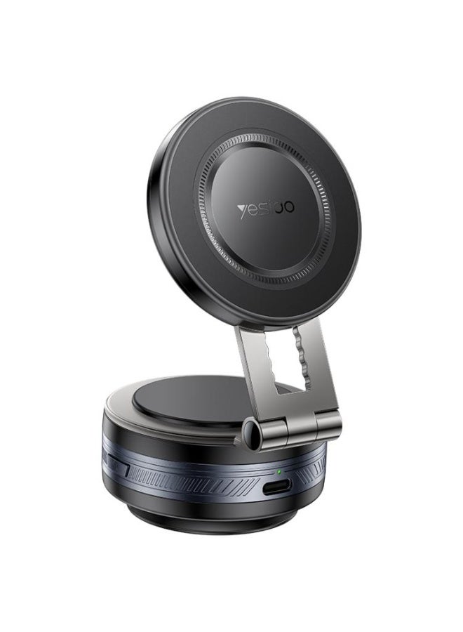 YESIDO C225 Magnetic (MagSafe) Air Suction Cup Phone Holder - 360° Rotation and Strong Vacuum Grip (22KPA) for Car, Office, and Home (Black) - Image 1