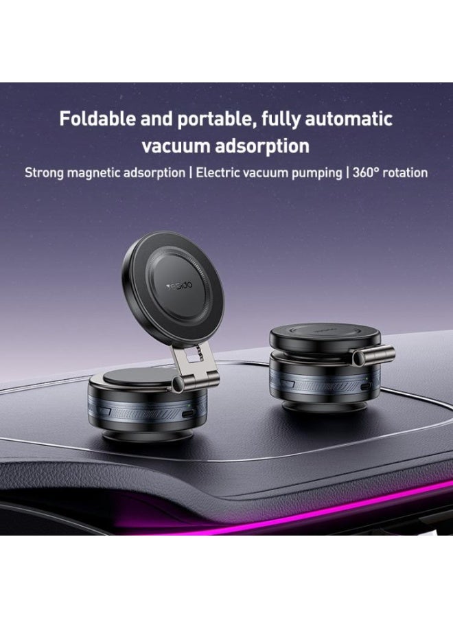 YESIDO C225 Magnetic (MagSafe) Air Suction Cup Phone Holder - 360° Rotation and Strong Vacuum Grip (22KPA) for Car, Office, and Home (Black) - Image 2