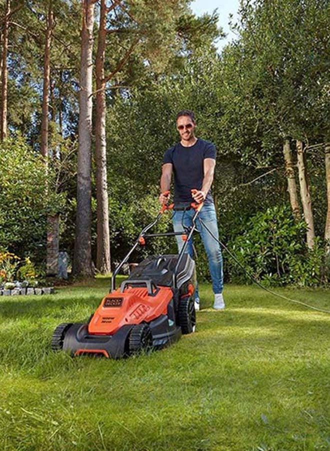 BLACK+DECKER Black + Decker 1600W 38cm Lawn Mower With Bike Handle, Bemw471Bh-GB Black/Orange - Image 3
