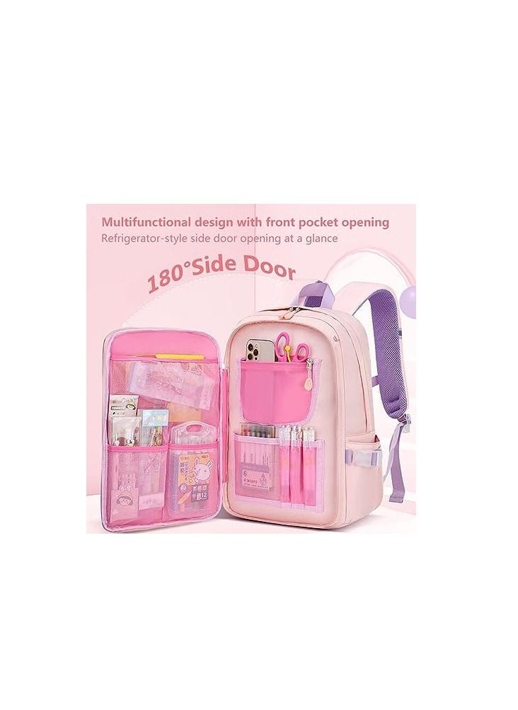 ORiTi - ORiTi Kids Backpacks for Girls Kawaii Quicksand Refrigerator Door Girls Backpack School Bags for Girls Bunny School Bag (Purple) - Image 1