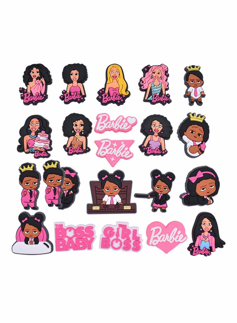 Excefore Shoe Charms for Crocs 21Pcs Decorations PVC Shoes Charm for Croc Pins Clog Shoe Charms Gift for Birthday Party Favors Supplies Pink Decoration - Image 1