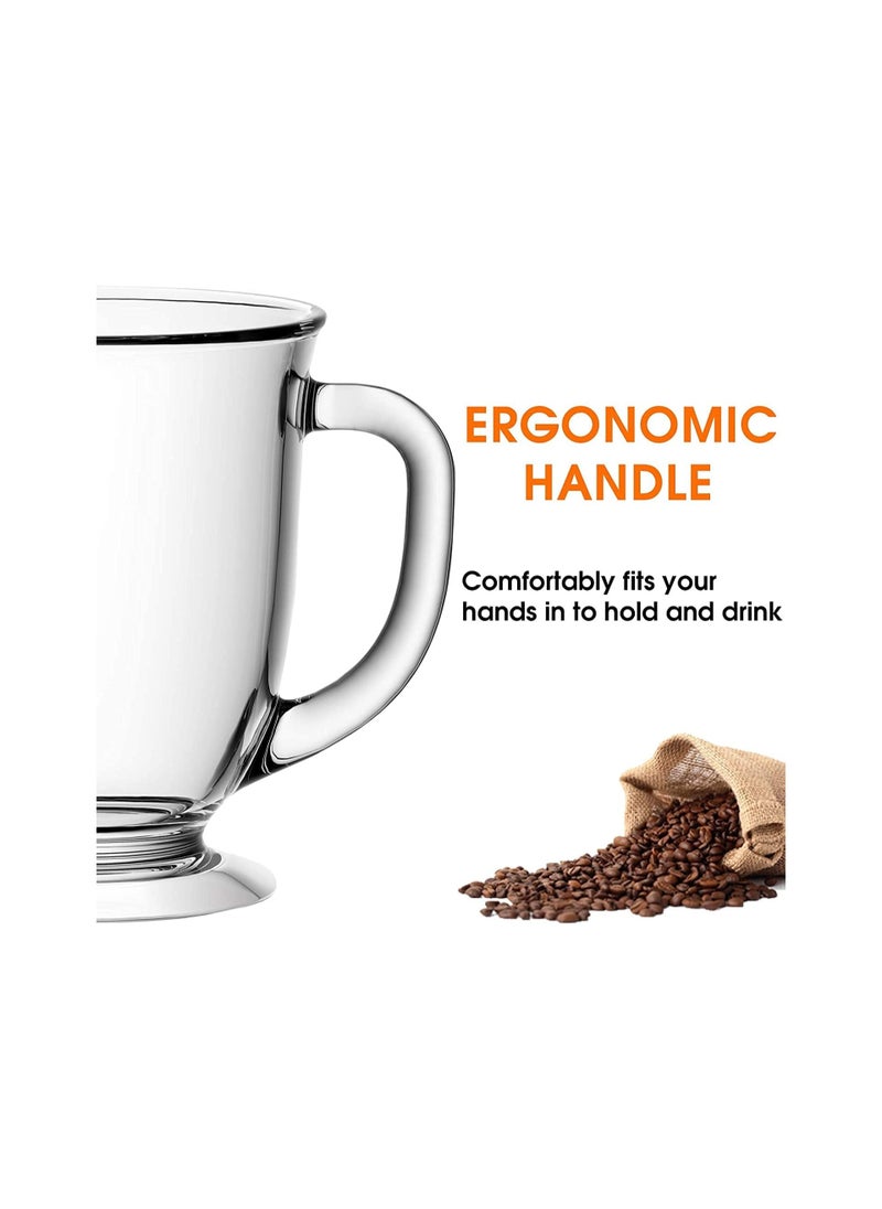 SAPU - 15oz/450ml Glass Coffee Mugs Clear Coffee Cups, Large Glass Mugs With Handles for Hot Beverages, Clear Mugs for Tea, Cappuccino, Latte, Expresso Coffee,Glass Coffee Cups (15 Oz, Set of 6) - Image 1