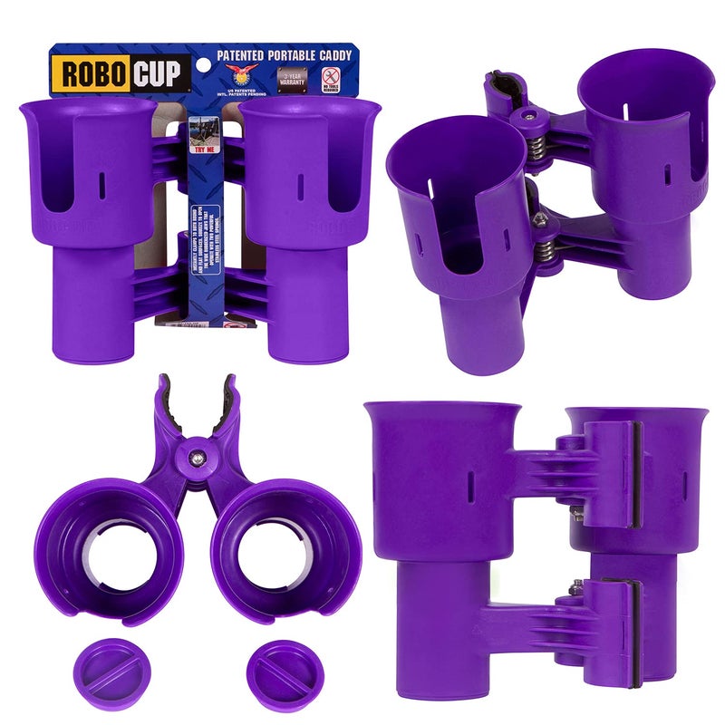 ROBOCUP, (Purple EZ-Spring), Best Cup Holder for Drinks, Fishing Rod/Pole, Boat, Beach Chair, Golf Cart, Wheelchair, Walker, Drum Sticks, Microphone Stand - Image 1