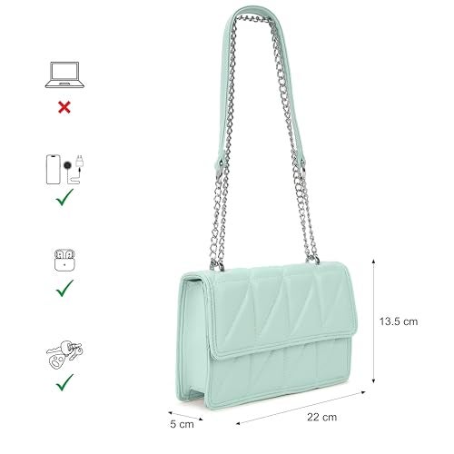Fastrack Casual Sling Bag with Magnet Button Closure for Girls, Small Size with Internal Organiser, Handheld Design and Metal Chain Sling - Image 4