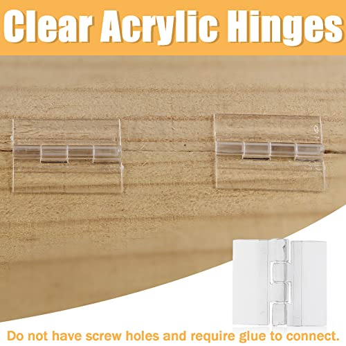 Bivethoi 12pcs Clear Acrylic Hinges for Plexiglass, Clear Plastic Transparent Continuous Hinge Tools for Cabinet Drawer Furniture DIY Display Stand (25mm x 33mm) - Image 5
