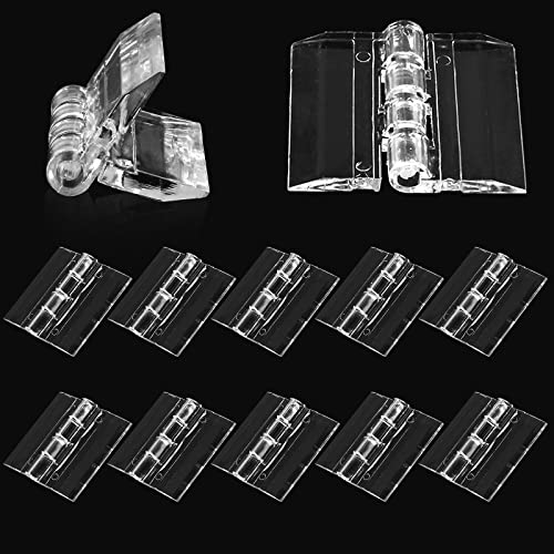 Bivethoi 12pcs Clear Acrylic Hinges for Plexiglass, Clear Plastic Transparent Continuous Hinge Tools for Cabinet Drawer Furniture DIY Display Stand (25mm x 33mm) - Image 1
