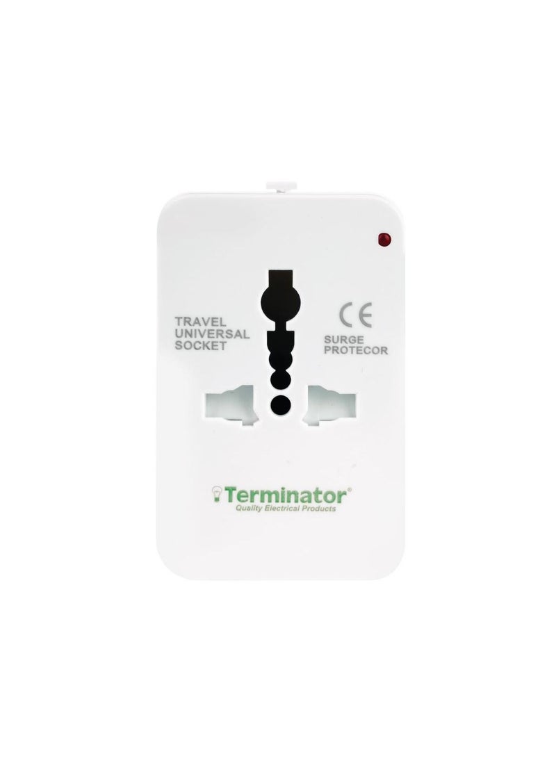 Terminator brand Multi Pin Travel Adaptor With Universal Socket & 2 USB 2.1A - Image 1