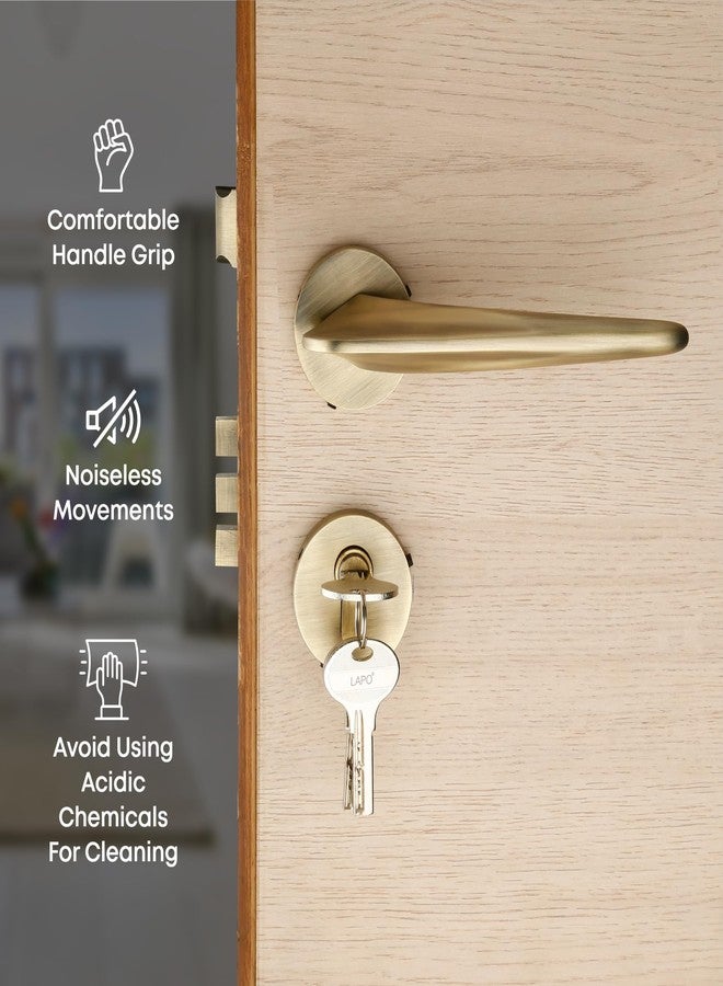 LAPO Heavy Duty Door Locks for Main Door, Door Locks for Bedroom, Mortise Lock for Door, Door Lock Handlesets with 3 Brass Key for Home,Office,Hotel | Antique Finish | 3 Years Warranty Ro-182 - Image 3