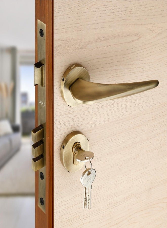 LAPO Heavy Duty Door Locks for Main Door, Door Locks for Bedroom, Mortise Lock for Door, Door Lock Handlesets with 3 Brass Key for Home,Office,Hotel | Antique Finish | 3 Years Warranty Ro-182 - Image 1