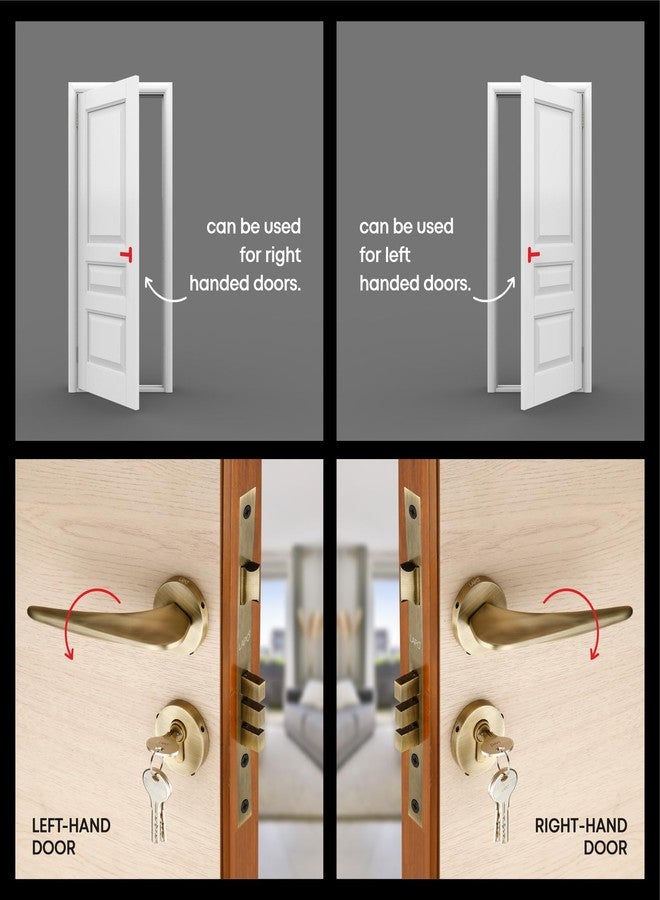 LAPO Heavy Duty Door Locks for Main Door, Door Locks for Bedroom, Mortise Lock for Door, Door Lock Handlesets with 3 Brass Key for Home,Office,Hotel | Antique Finish | 3 Years Warranty Ro-182 - Image 5