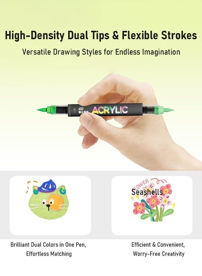 Zhi Jin 36 Colors Dual-Tip Acrylic Paint Markers Set - Fine & Soft Brush, Quick-Drying & Waterproof Art Pens for DIY Crafts, Rock Painting, Canvas, Wood, Glass & Multi-Surface Art - Image 4
