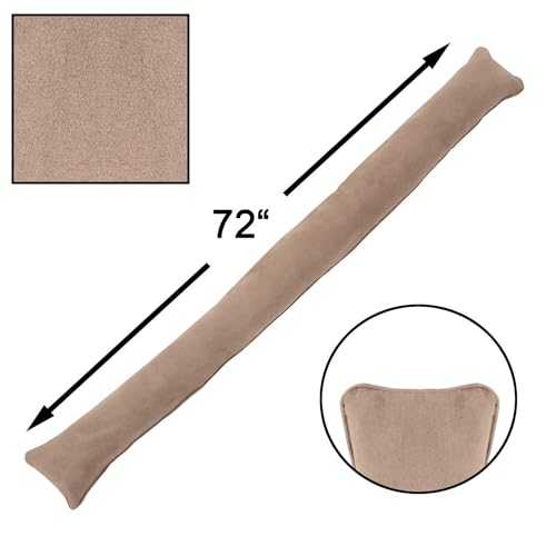 Home District Door Draft Stopper - Weighted Faux Suede Patio Door Draft Blocker, Apartment Noise Blocker, Window Draft Dodger - 72" Long - Lt. Brown - Image 4