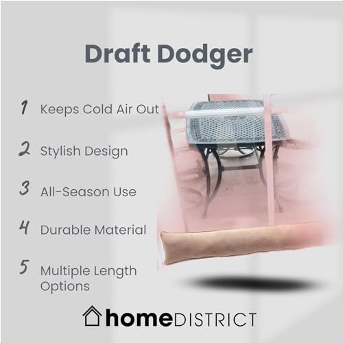 Home District Door Draft Stopper - Weighted Faux Suede Patio Door Draft Blocker, Apartment Noise Blocker, Window Draft Dodger - 72" Long - Lt. Brown - Image 3