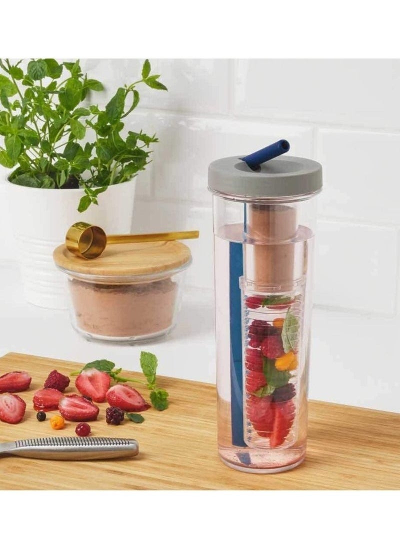 Detox Water Bottle With Fruit Infuser And Straw 700 ML 1 Piece Random Color