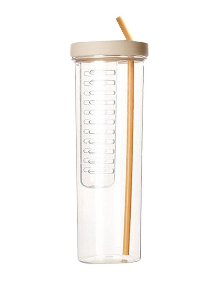 Detox Water Bottle With Fruit Infuser And Straw 700 ML 1 Piece Random Color