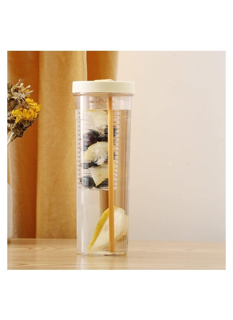 Detox Water Bottle With Fruit Infuser And Straw 700 ML 1 Piece Random Color