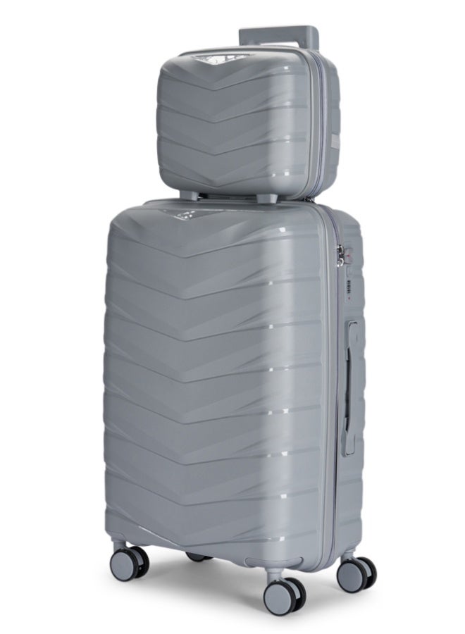 ليمرا طقم شنط سفر مكون من 4 حقائب أمتعة مصنوع من مادة البولي بروبلين المقاومة للكسر لون فضي - Image 5