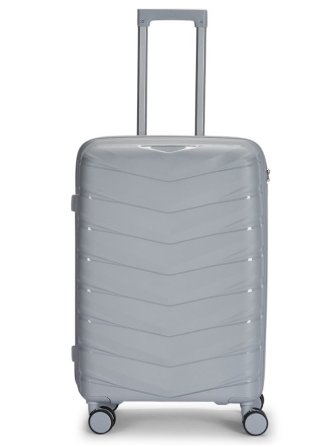 ليمرا طقم شنط سفر مكون من 4 حقائب أمتعة مصنوع من مادة البولي بروبلين المقاومة للكسر لون فضي - Image 2