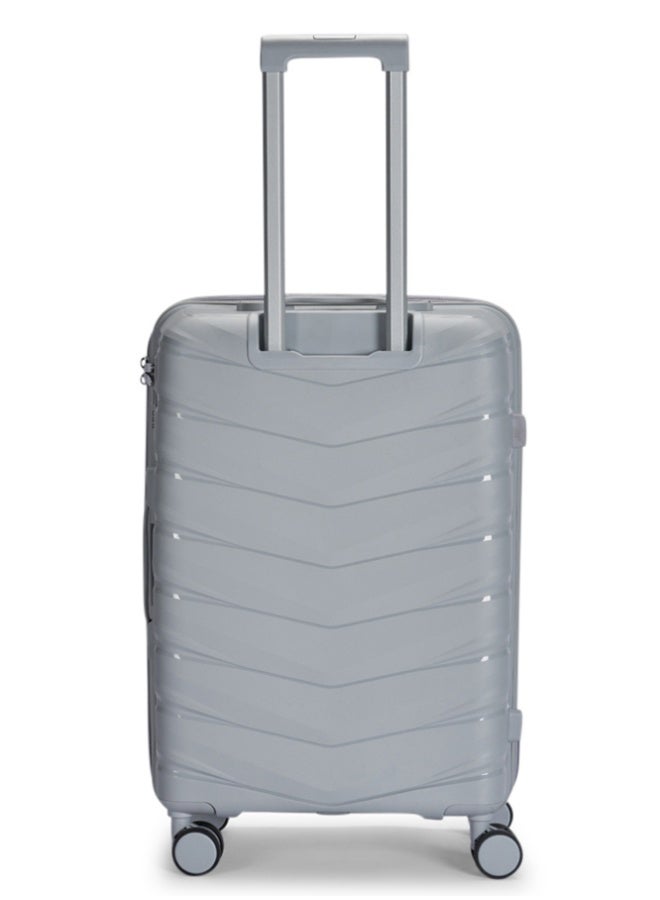 ليمرا طقم شنط سفر مكون من 4 حقائب أمتعة مصنوع من مادة البولي بروبلين المقاومة للكسر لون فضي - Image 3