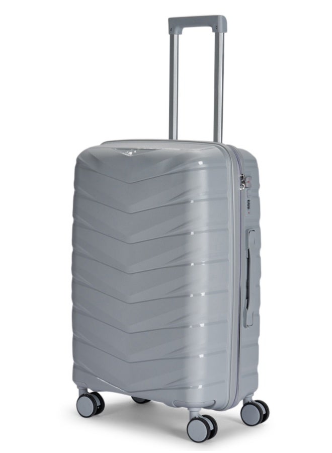 ليمرا طقم شنط سفر مكون من 4 حقائب أمتعة مصنوع من مادة البولي بروبلين المقاومة للكسر لون فضي - Image 4