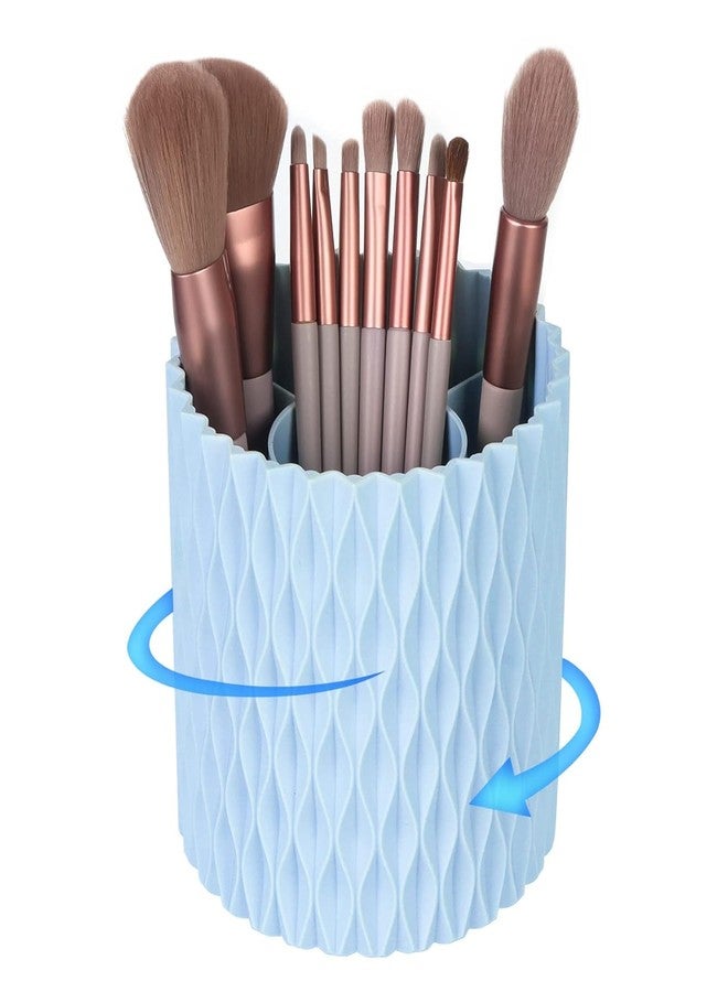 منظم فرش المكياج متعدد الوظائف HOTSTICK يدور 360 درجة، منظم مكتبي متعدد الأغراض، كوب تخزين لأحمر الشفاه والأمشاط وأدوات التجميل (أزرق) - Image 1
