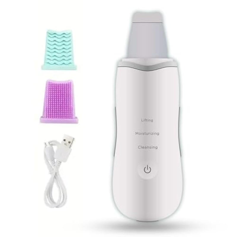 Ultrasonic Blackhead Remover Portable Facial Cleanser Rechargeable Facial Skin Cleaner Facial Skin Scrubber Exfoliator White - Image 1
