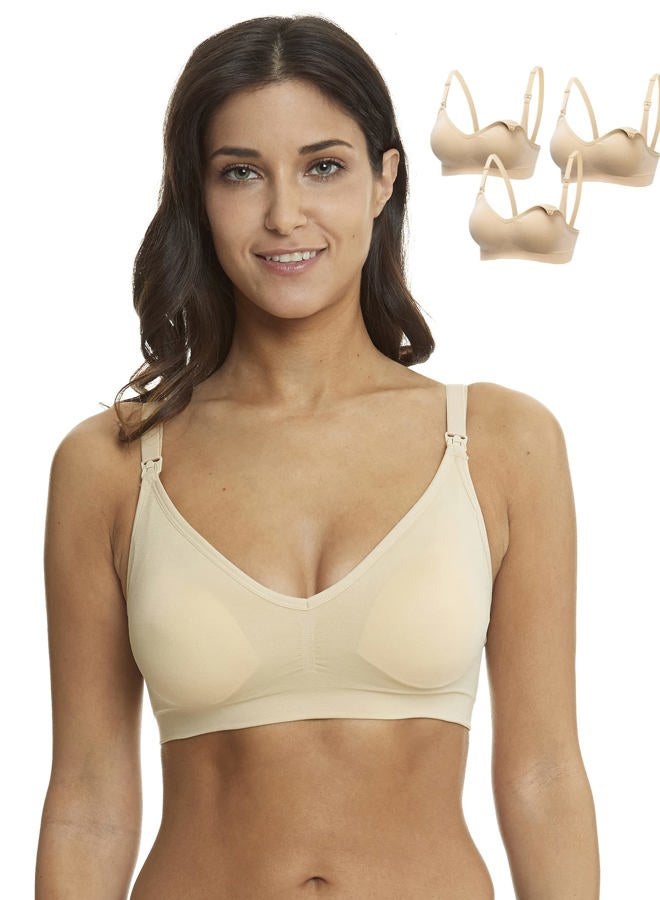 HOFISH 3 Pack Maternity Tank Tops with Built-in Bra for Maternity 3 Pack S-XL, Beige, (3 Pieces/Pack, Beige, (Push Up:Beige), XL - Image 2