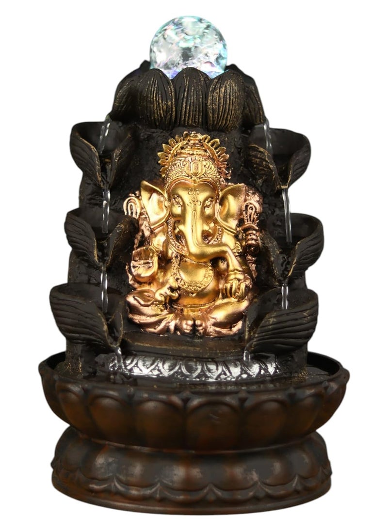VIVARS VIVARS Buddha Tabletop Water Fountain with LED Lights Polyresin Indoor Outdoor Waterfall Showpiece for Home Office Decor Feng Shui Vastu Gift  - Image 1