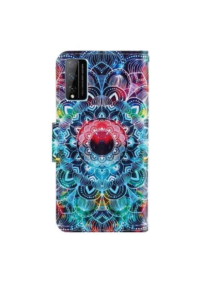 HuHa Case Cover For Huawei Honor Play 4T Pro Colored Drawing Horizontal Flip Leather Case with Holder & Card Slot & Wallet(Mandala) - Image 3