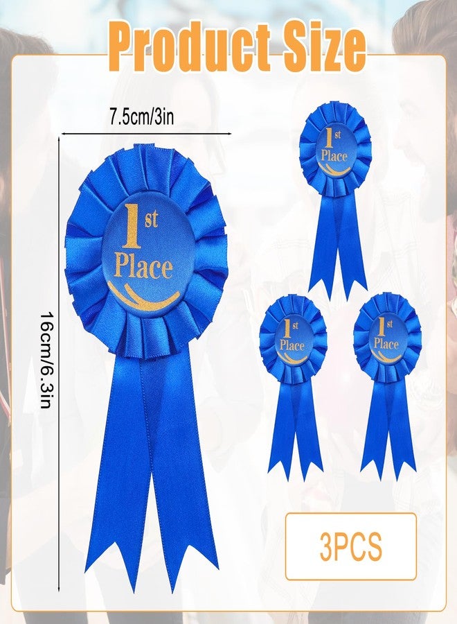 Bruislard 3 Pack 1st Place Ribbon Satin Participation Ribbon Award Ribbons Rosette Set Honorable Award Ribbons Badge for Competition Sport Event Contest Prizes Talent Show - Image 2