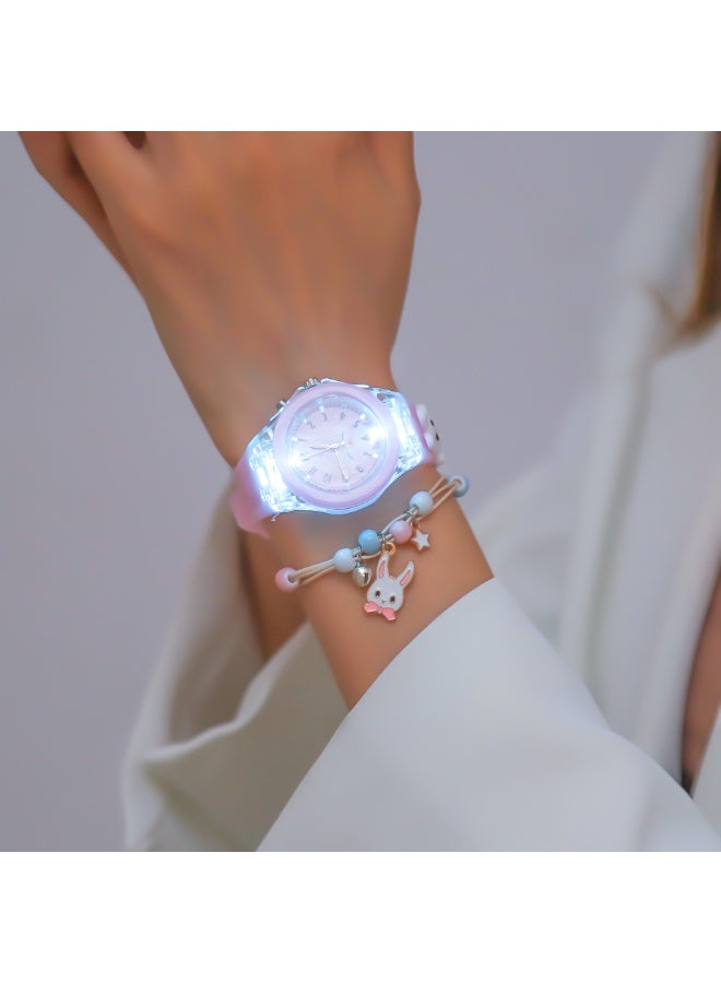 Mark Fairwhale Luminous Silicone Quartz Watch+Rabbit Bead Bracelet Set - Image 2