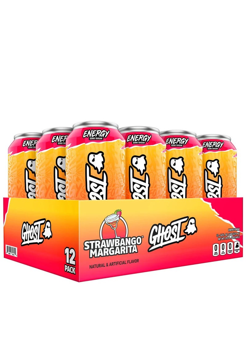 Ghost Energy Drink Strawbango Margarita Flavor 473ml Pack of 12 - Image 1