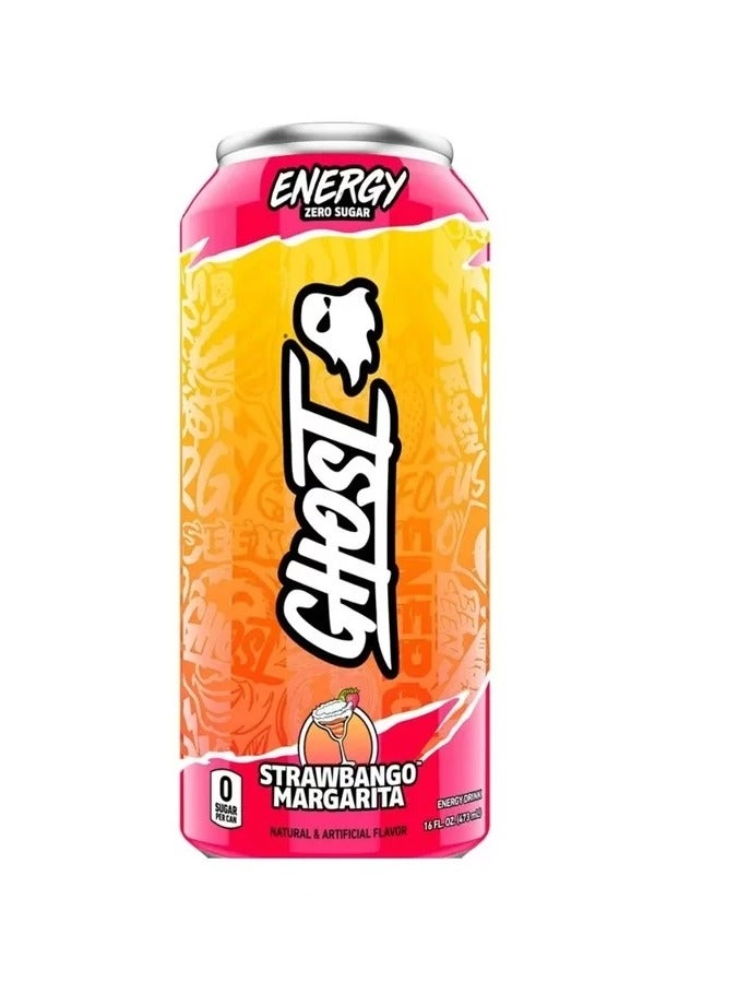 Ghost Energy Drink Strawbango Margarita Flavor 473ml Pack of 12 - Image 2