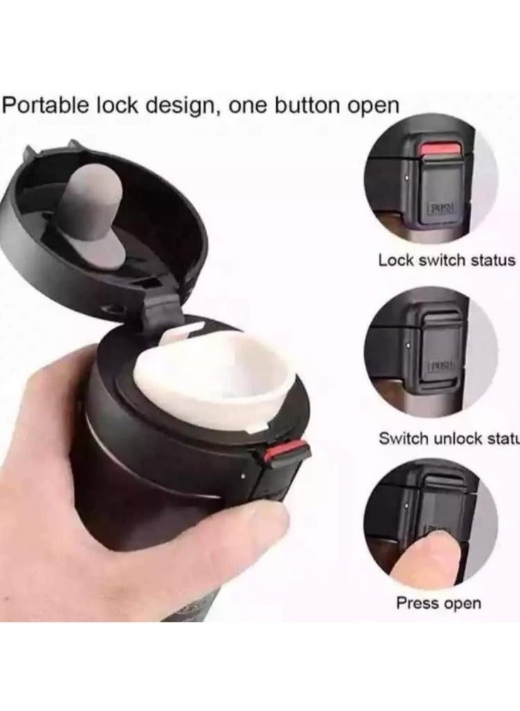 مج وترمس حراري أصلي بسعة 380 مل، زجاجة حرارية ، ترمس شاي وقهوة يحافظ على الحرارة معزول بتفريغ الهواء من الستانلس ستيل 304، مناسب للسفر والمشروبات الساخنة والباردة، ومثالي للأطفال والرضع. يتميز بتصميم مقاوم للتسرب ويعتبر هدية رائعة للاستخدام في الهواء الطلق، المكتب، المنزل، والرياضة، متوفر بلون أسود ستان أنيق- مج قهوة و نسكافيه وكابتشينو وشاي - مج مناسب لمسند السيارة - مج كوفي- عازل بجدار مزدوج من الستانلس ستيل وبمصفاة شبكية وغطاء قابل للطي للحفاظ على المشروبات باردة وساخنة - كوب حراري معزول بتفريغ الهواء من الستانلس ستيل بجدار مزدوج للشاي والقهوة والسفر مع غطاء قلاب وفلتر شبكي للمشروبات الساخنة والباردة لمدة 6 ساعات - Image 5