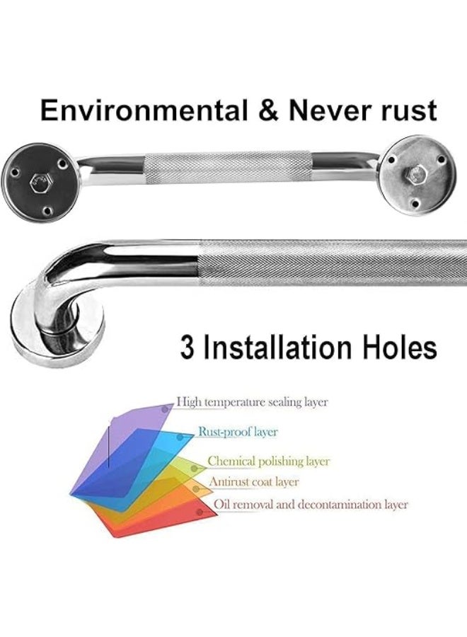 DUNISO 2 Pcs Stainless Steel Bathroom Grab Bar，Anti Slip Shower Grab Bars for Seniors，Toilet Handicap Elderly Assist Bathroom Wall Handle，Suitable for Bathroom Elderly Handicap Senior Pregnant,40cm - Image 3