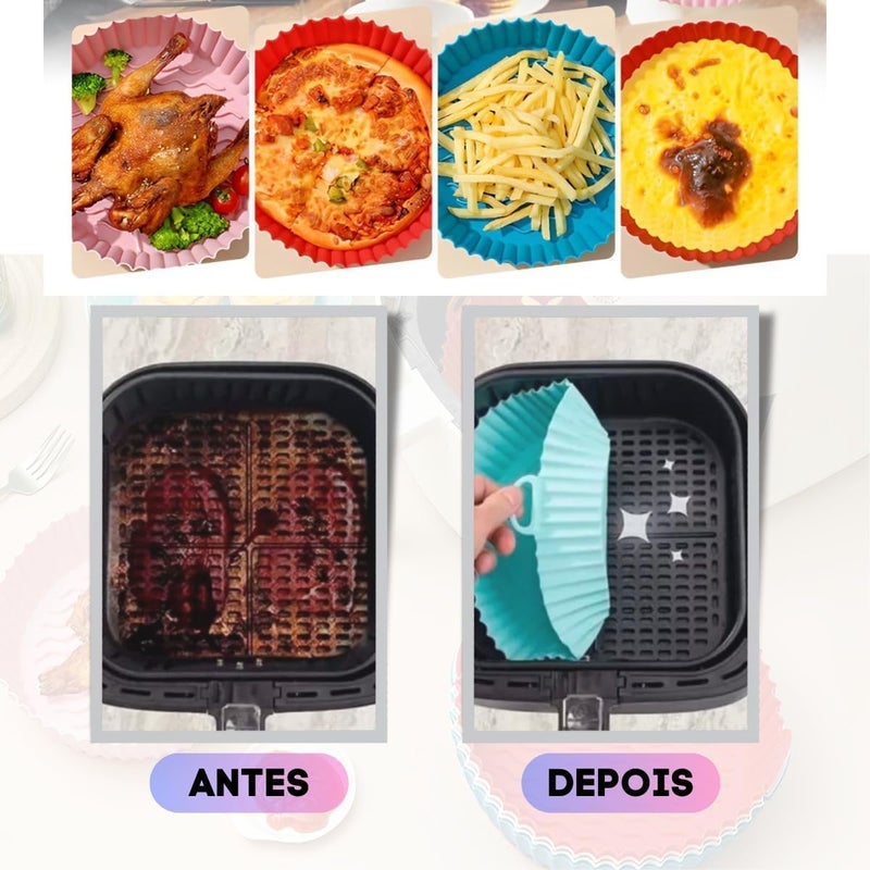 Air fryer silicone, 6 Pieces reusable air fryer silicone liners heat resistant non-stick air fryer basket for air fryer oven accessories (RED) - Image 2