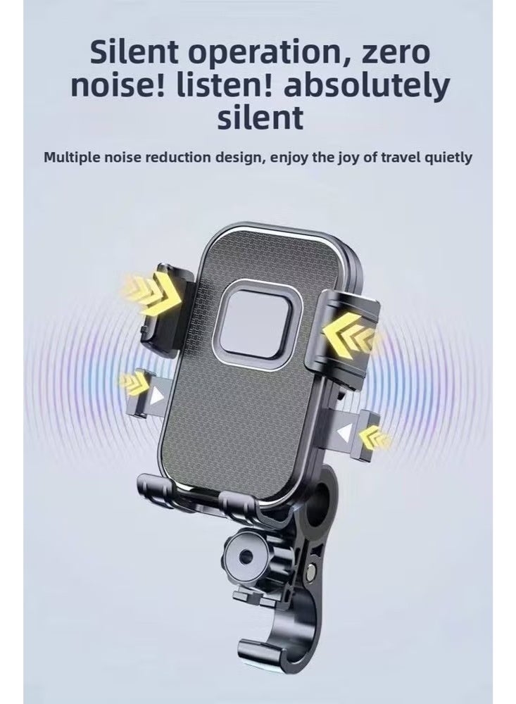 Black Motorcycle Handlebar Phone Holder, 4-Claw Lock Bike Phone Mount, 1-Second Quick Release, Adjustable Handlebar Phone Clamp for iPhone Samsung - Image 5