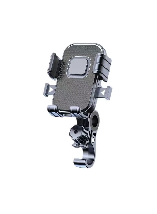 Black Motorcycle Handlebar Phone Holder, 4-Claw Lock Bike Phone Mount, 1-Second Quick Release, Adjustable Handlebar Phone Clamp for iPhone Samsung - Image 1