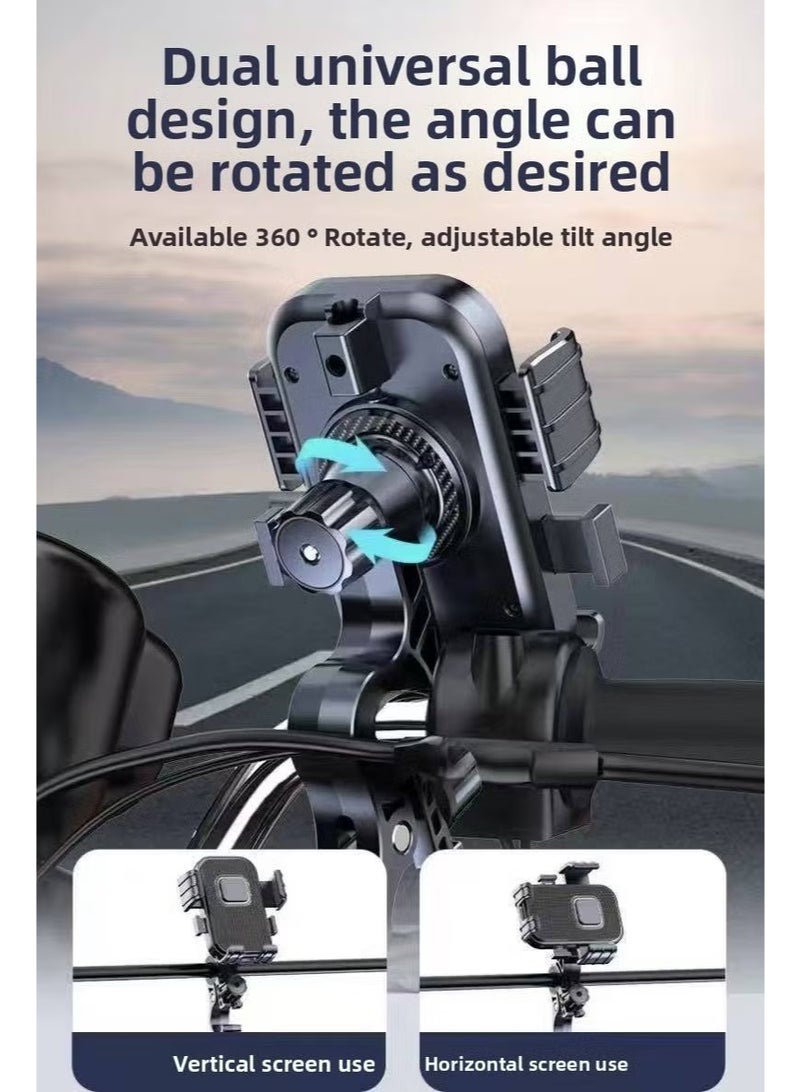 Black Motorcycle Handlebar Phone Holder, 4-Claw Lock Bike Phone Mount, 1-Second Quick Release, Adjustable Handlebar Phone Clamp for iPhone Samsung - Image 2