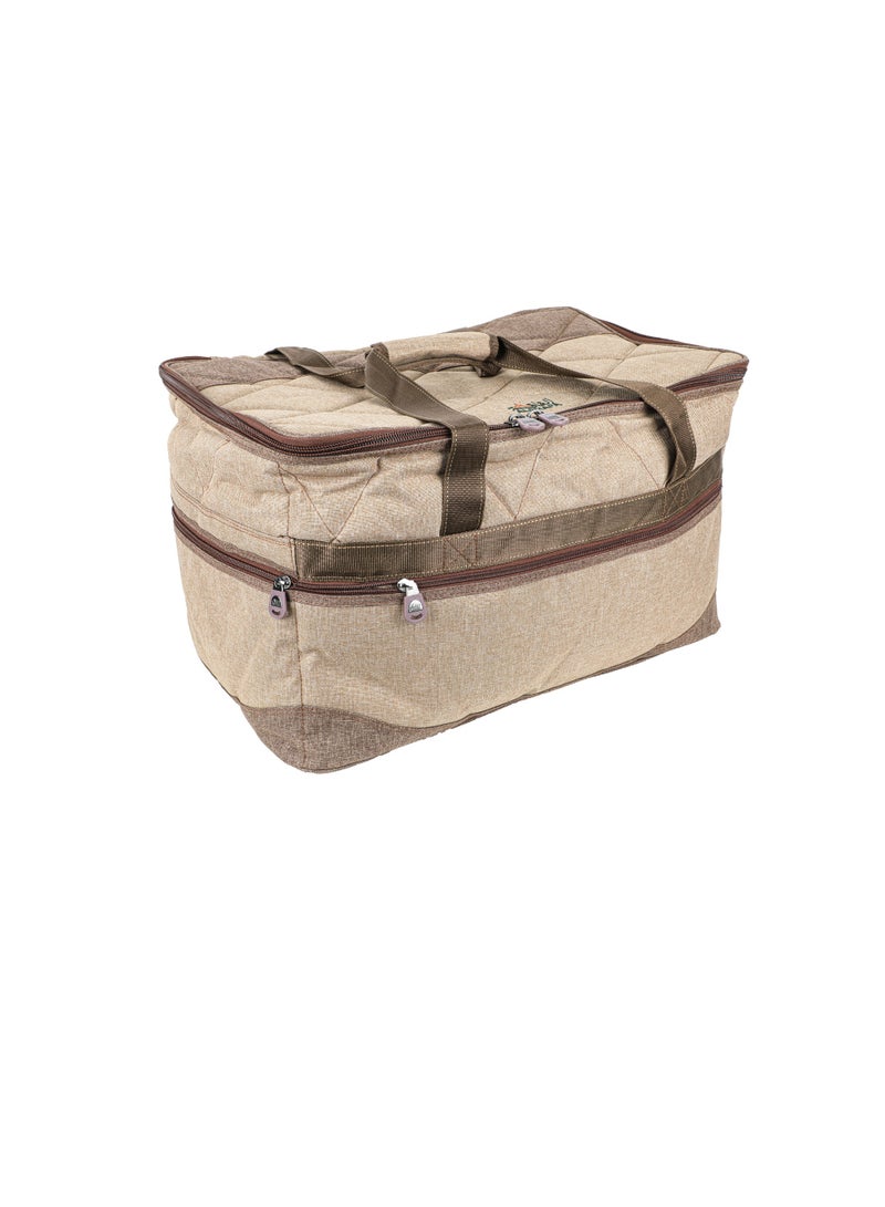 ALGHAFA Camping Tool Bag, Camping and Travel Cooking Organizer, Travel Bag with Mesh Pockets, Portable Bag for Cooking, Barbecue and Kitchen Tools, 25*27*39 cm, Oxford Canvas, PVC Lining, Wooden Color, Algafa - Image 2