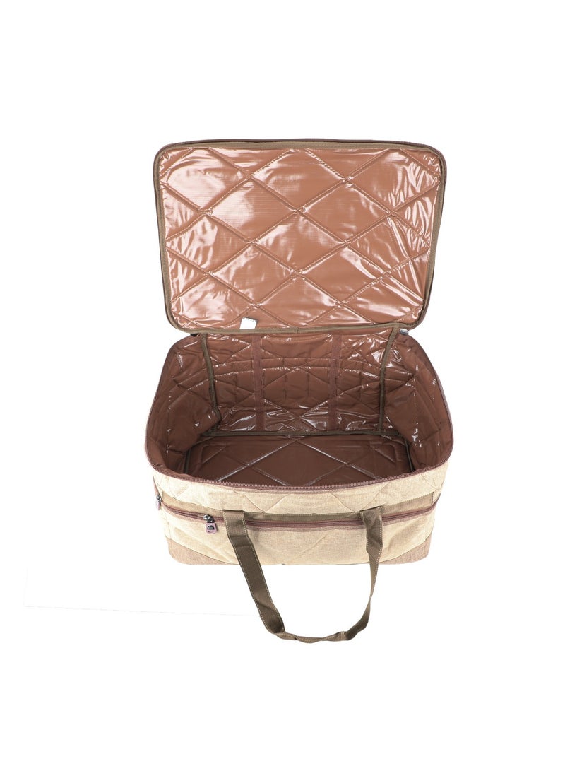 ALGHAFA Camping Tool Bag, Camping and Travel Cooking Organizer, Travel Bag with Mesh Pockets, Portable Bag for Cooking, Barbecue and Kitchen Tools, 25*27*39 cm, Oxford Canvas, PVC Lining, Wooden Color, Algafa - Image 5