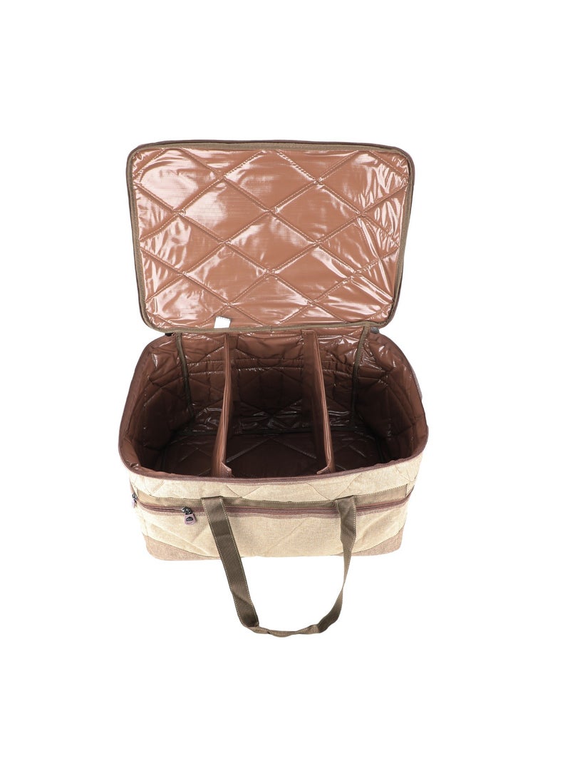 ALGHAFA Camping Tool Bag, Camping and Travel Cooking Organizer, Travel Bag with Mesh Pockets, Portable Bag for Cooking, Barbecue and Kitchen Tools, 25*27*39 cm, Oxford Canvas, PVC Lining, Wooden Color, Algafa - Image 4