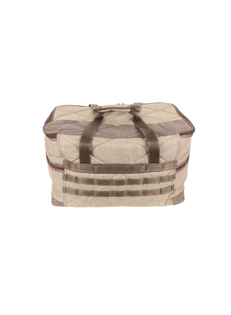 ALGHAFA Camping Tool Bag, Camping and Travel Cooking Organizer, Travel Bag with Mesh Pockets, Portable Bag for Cooking, Barbecue and Kitchen Tools, 25*27*39 cm, Oxford Canvas, PVC Lining, Wooden Color, Algafa - Image 3