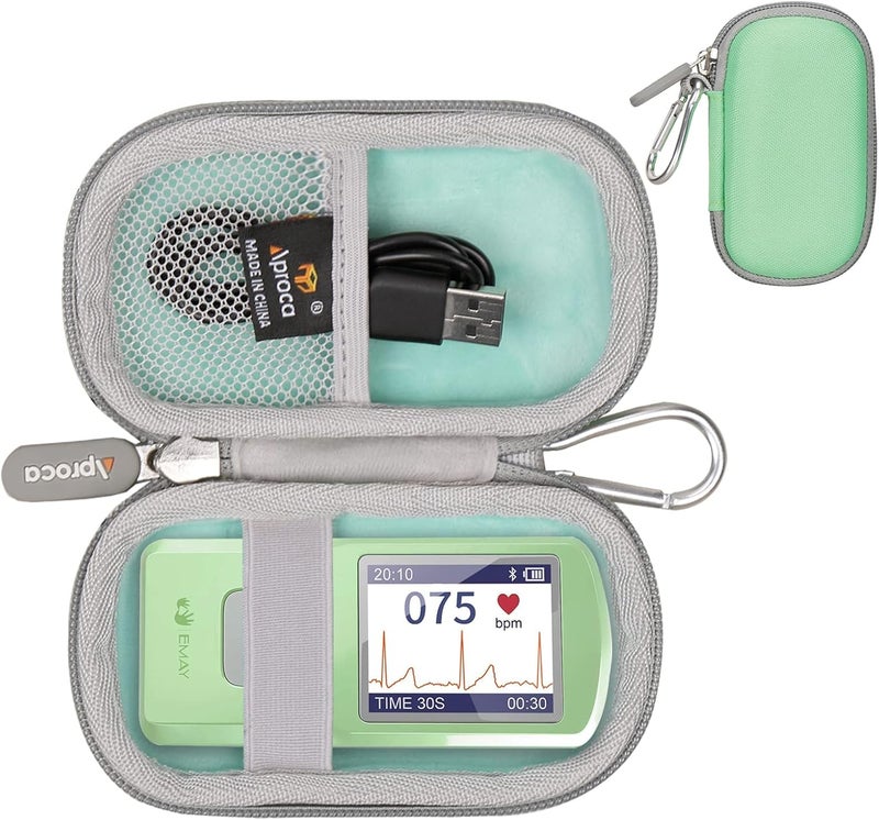 Aproca Green Hard Travel Carrying Storage Case, for EMAY Portable ECG Monitor Wireless EKG Monitoring Devices - Image 1